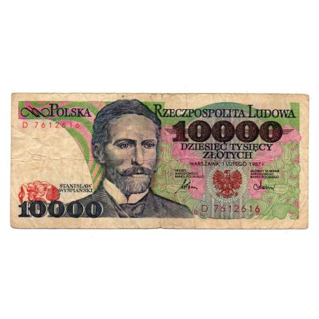 Lengyelország 10000 Zloty Bankjegy 1987 P151a