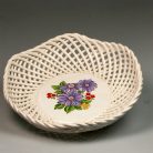 Bodrogkeresztúri Kerámia tál virág mintával és áttört rácsos díszítéssel