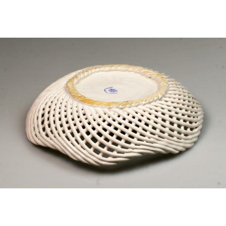 Bodrogkeresztúri Kerámia tál virág mintával és áttört rácsos díszítéssel