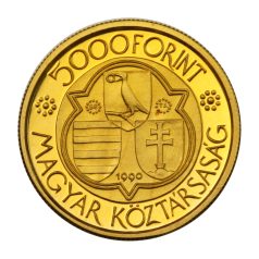 Mátyás király arany 5000 Forint 1990 PP PRÓBAVERET