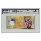 Maldív-szigetek 10 Rufiyaa Bankjegy 2015 P26a minősített bankjegy WBG67TOP