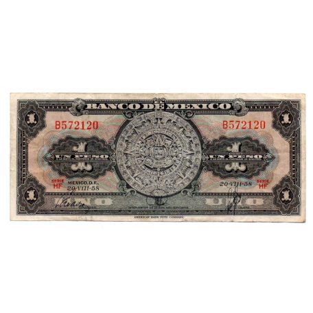 Mexikó 1 Peso Bankjegy 1958 P59d