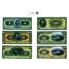 Mexikó 5-100 Peso Bankjegy sor 1906-1914 PS298-302 MÁSOLAT