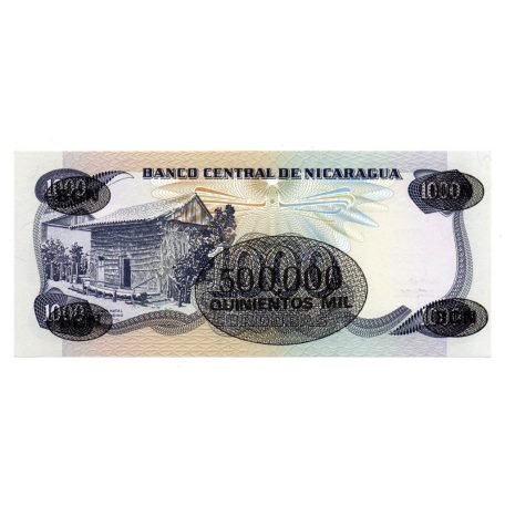 Nicaragua 500000 Cordoba bélyegzés 1000 Cordoba Bankjegyen 1987 P150