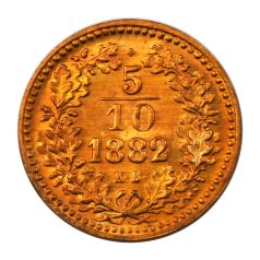   Ferenc József 5/10 Krajcár 1882 K-B rozettás ARTEX utánveret