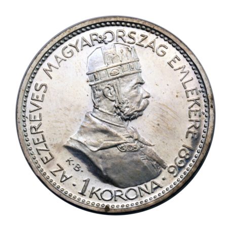 Ferenc József Millenniumi 1 Korona K-B 1896 ARTEX utánveret