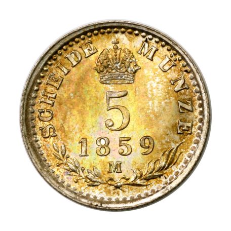 Ferenc József 5 krajcár 1859 M Scheide Münze