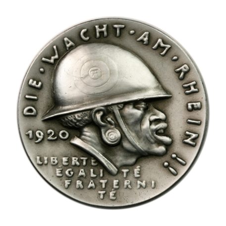 Karl Goetz emlékérem 1920 Die Wacht am Rhein. / Die schwarze Schande. Az őrség a Rajnán. / A fekete szégyen.
