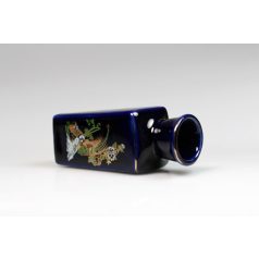 Kék mázas kis váza keleti dekorral