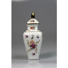   Német PM porcelán festett urna váza aranyozott virág motívumokkal