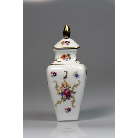 Német PM porcelán festett urna váza aranyozott virág motívumokkal