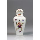 Német PM porcelán festett urna váza aranyozott virág motívumokkal