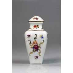   Német PM porcelán festett urna váza aranyozott virág motívumokkal