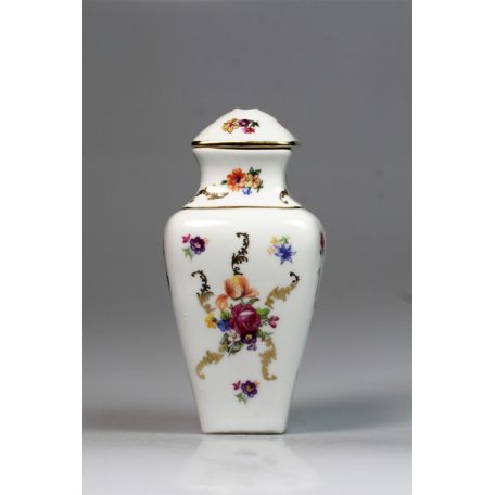 Német PM porcelán festett urna váza aranyozott virág motívumokkal