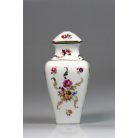 Német PM porcelán festett urna váza aranyozott virág motívumokkal