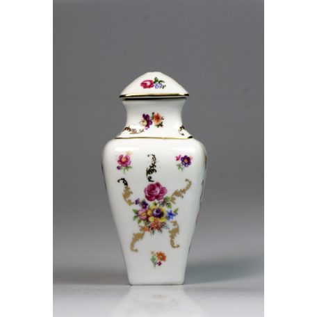 Német PM porcelán festett urna váza aranyozott virág motívumokkal