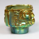 Zsolnay eozin mázas madaras váza, kaspó