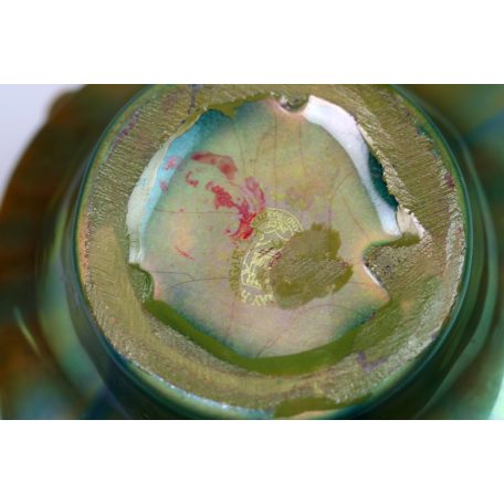 Zsolnay eozin mázas madaras váza, kaspó