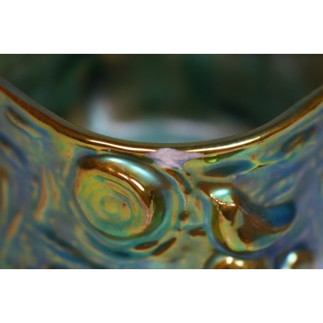 Zsolnay eozin mázas madaras váza, kaspó