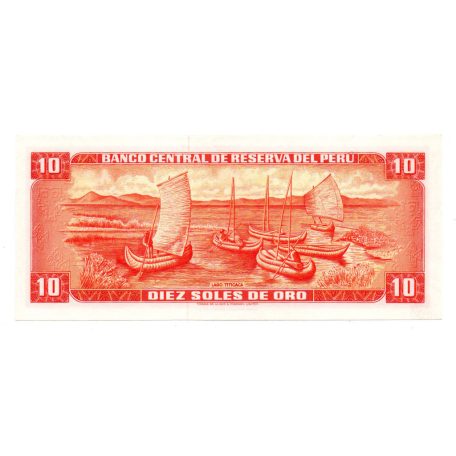 Peru 10 Soles de Oro Bankjegy 1968 P93a