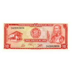 Peru 10 Soles de Oro Bankjegy 1975 P106a
