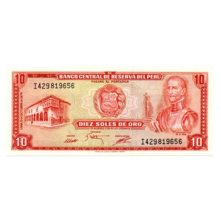 Peru 10 Soles de Oro Bankjegy 1975 P106a