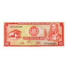 Peru 10 Soles de Oro Bankjegy 1976 P112a