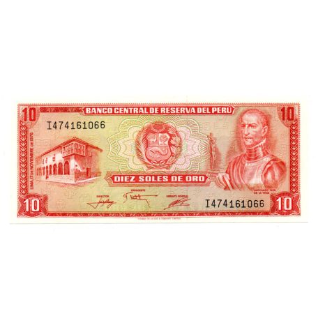 Peru 10 Soles de Oro Bankjegy 1976 P112a