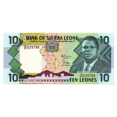 Sierra Leone 10 Leone Bankjegy 1988 P15 UNC