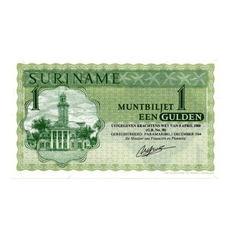 Suriname 1 Gulden Bankjegy 1984-12-01 P116h UNC