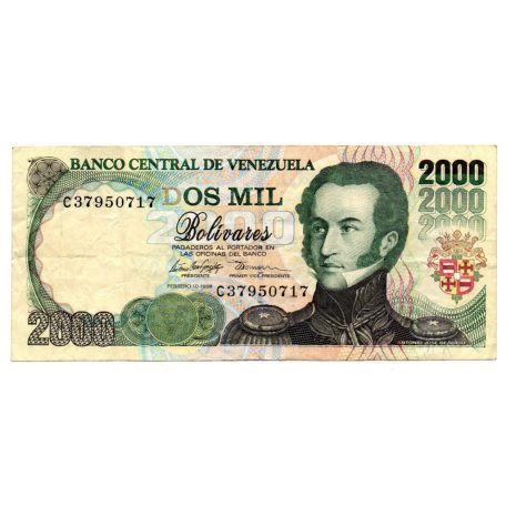 Venezuela 2000 Bolivár Bankjegy 1998 P77b