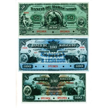 Venezuela 10 - 500 Bolivár Bankjegy sor 1890-1935 PS206-229 összesen 9db MÁSOLAT