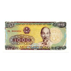   Vietnám 1000 Dong Bankjegy 1988 P106a1 széles számozás 27mm