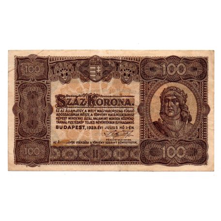 100 Korona Államjegy 1923 VF