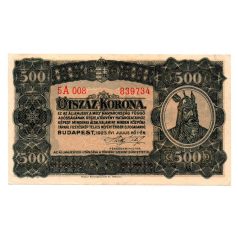 500 Korona Államjegy 1923 Magyar Pénzjegynyomda EF