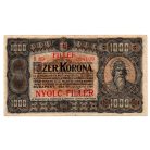 1000 Korona Államjegy 1923 8 FILLÉR felülbélyegzéssel F