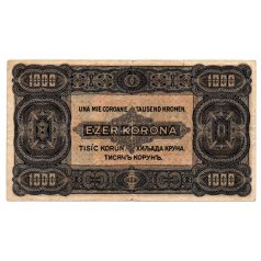 1000 Korona Államjegy 1923 8 FILLÉR felülbélyegzéssel F