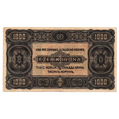 1000 Korona Államjegy 1923 8 FILLÉR felülbélyegzéssel F