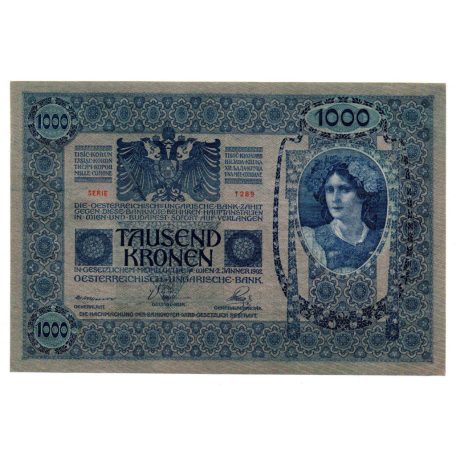 1000 Korona Bankjegy 1902 aUNC-UNC, hajtatlan