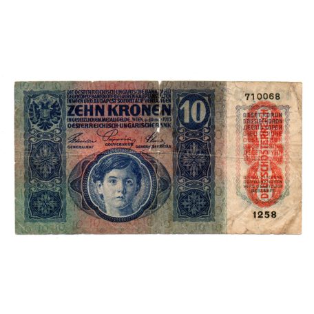10 Korona Bankjegy 1915 Deutschösterreich felülbélyezéssel G