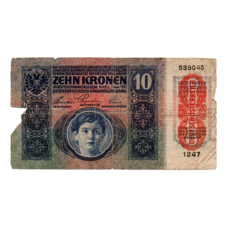 10 Korona Bankjegy 1915 Deutschösterreich felülbélyezéssel P