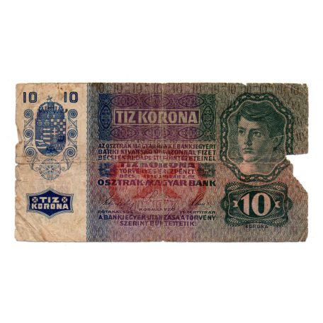 10 Korona Bankjegy 1915 Deutschösterreich felülbélyezéssel P