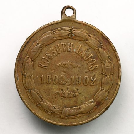 Kossuth Lajos 1802-1902 születésének 100. évfordulója emlékérem 1902 Br