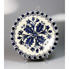 Korondi kék-fehér virágmintás fali tányér jelzett Józsa János