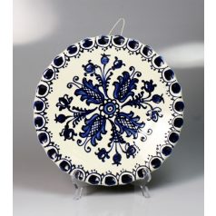   Korondi kék-fehér virágmintás fali tányér jelzett Józsa János