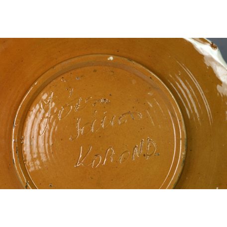 Korondi kék-fehér virágmintás fali tányér jelzett Józsa János