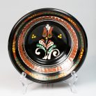 Népművészeti mázas kerámia fali tál jelzett 'BA'