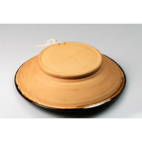 Népművészeti mázas kerámia fali tál jelzett 'BA'