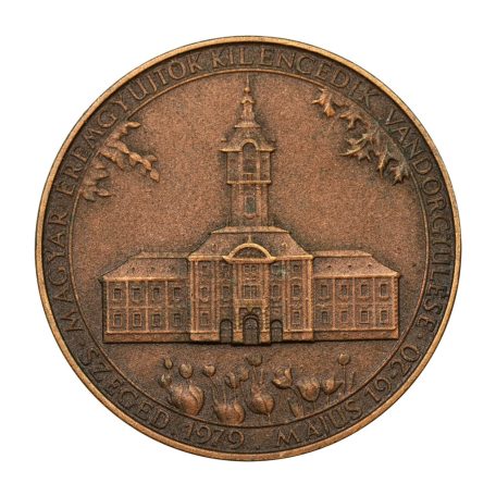 MÉE 9. Vándorgyűlés bronz emlékérem 1979 Szeged vastagveret 50 gramm