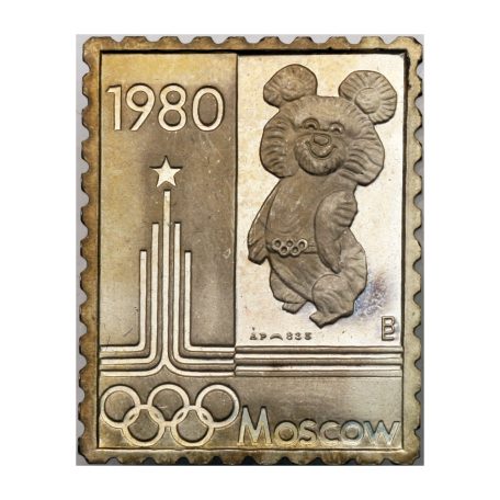 Bélyegérem XXII. Nyári Olimpiai Játékok Moszkva 1980 Misa mackó PP 3,41g Ag835